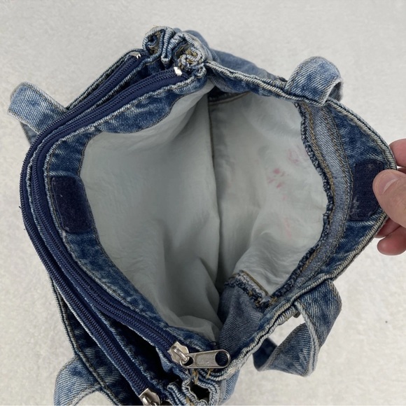 SHANE Acid-wash Denim Shoulder Bag Purse Vintage Y2K 90’s 80’s Retro - Picture 4 of 8